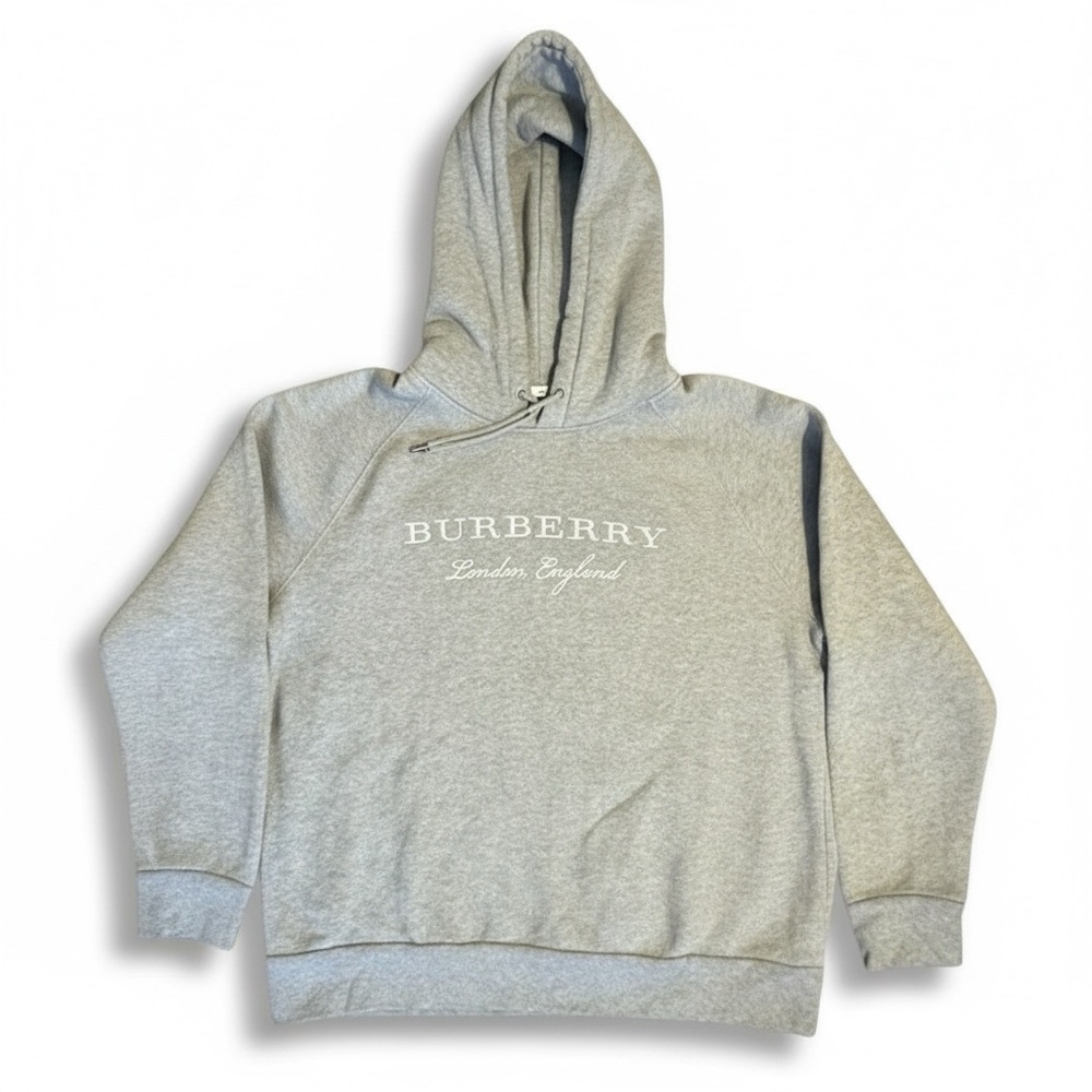 Burberry Gray Logo Hoodie Sweatshirt Pullover Unisex XL Holiday Gift Ready - Picture 2 of 7